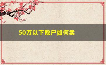 “50万以下散户如何卖空股票